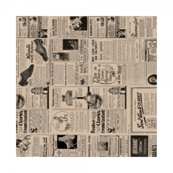 Einschlagpapier Zeitungsdruck 31 x 31 cm braun