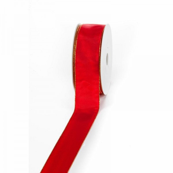 Geschenkband "Goldkante" rot 40mm/25Meter